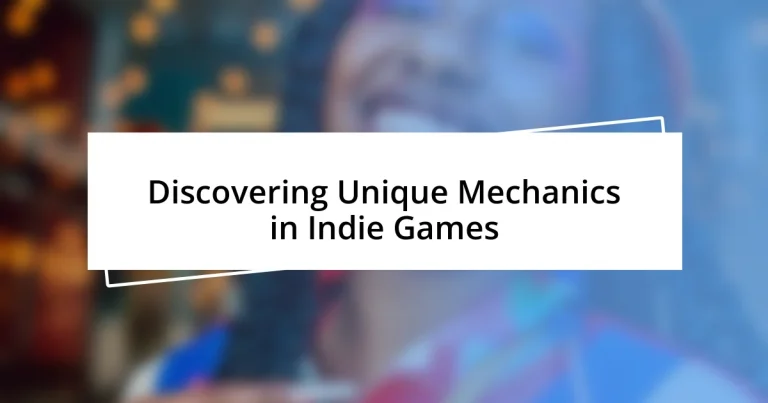 Discovering Unique Mechanics in Indie Games