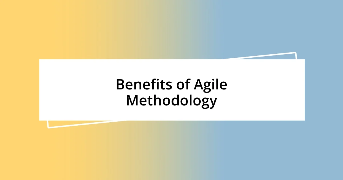 Benefits of Agile Methodology